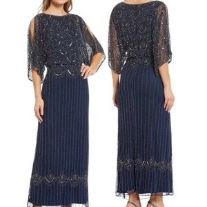 Pisarro Nights Navy Beaded Maxi Dress